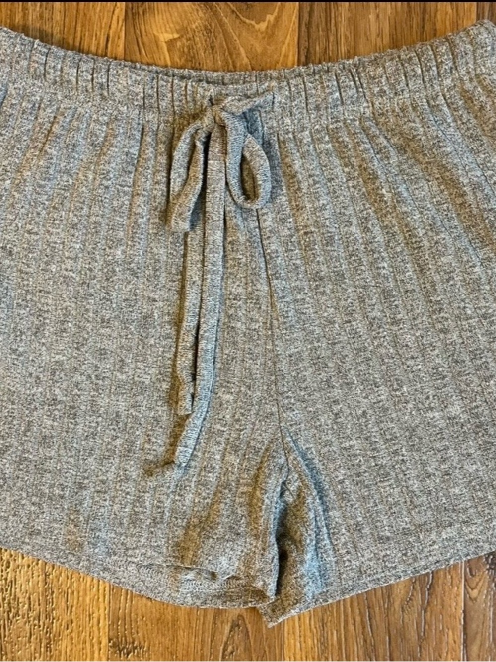 Ribbed Drawstring Athletic Shorts - Gray